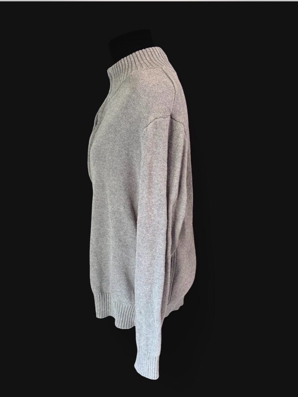 Dockers Men’s Small Gray 100% Cotton Full Zip Mock Neck Sweater Small - Picture 3 of 5